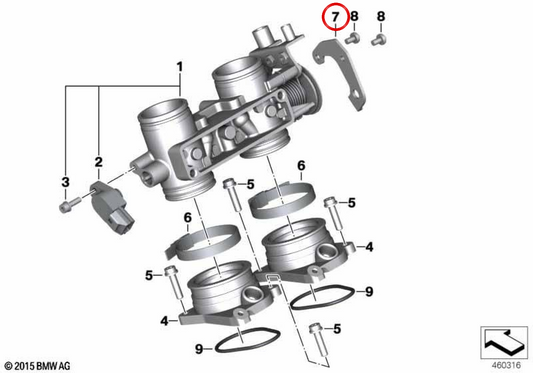 Piastra limitatrice di riduzione di potenza 35 kW OEM 13548537543 per moto BMW C 600 Sport, C 650 Sport, C 650 GT. BMW Motorrad originale.