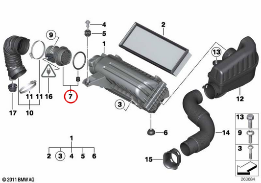 Luftmassenmesser OEM 13627542418 für MINI R56, Clubman R55, Cabrio R57... und mehr. Originaler MINI.