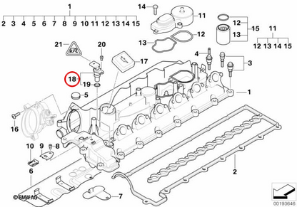 Capteur d'arbre à cames OEM 13627794646 pour BMW E46, E39, E60, E61, E38, E65, X3 E83, X5 E53. Véritable BMW.