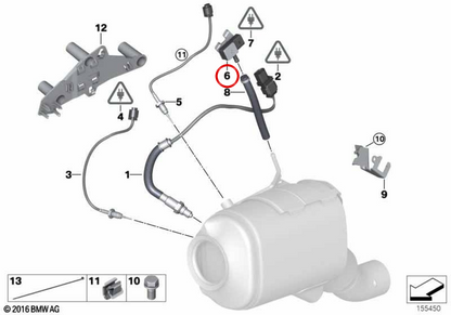 Sensore pressione gas di scarico OEM 13627804862 per BMW E90, E91, E92, E60 LCI, E61 LCI, E63 LCI, E64 LCI, X3 E83 LCI, X5 E70, X6 E71. BMW originale.