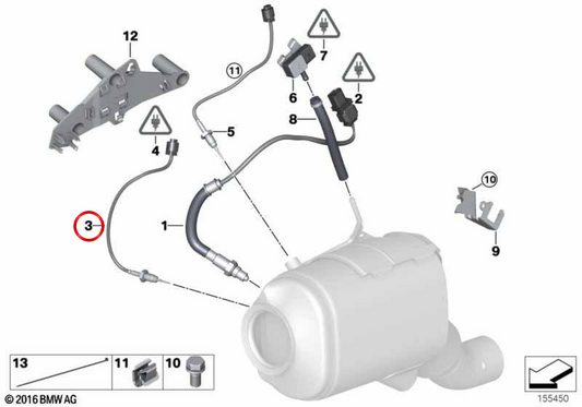 Sensor de temperatura OEM 13627809160 para BMW E70, E71, F01, F02, F07, F10, F12, F13, F25, F30, F31, F32, F34. Original BMW.