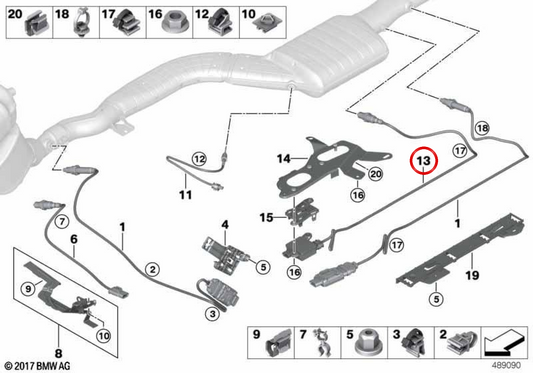 Sensore di particelle diesel OEM 13627828769 per BMW G42, G20, G21, G28, G22, G23, G26, G30, G31, G32. BMW originale