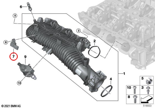 Sensor de pressão mapa oem 13628489536 para bmw f70, u06, u11, u12, u10, f65, f66, u25. BMW genuíno.