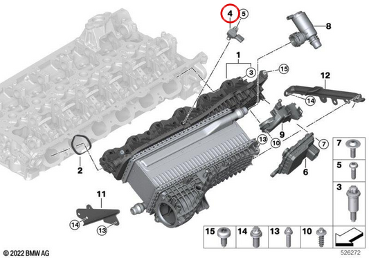 Capteur de pression OEM 13628489540 pour BMW G20, G21, G22, G23, G26, G60, G61, G68, G70, G45, G05, G18, G06, G07, G09. BMW d'origine.