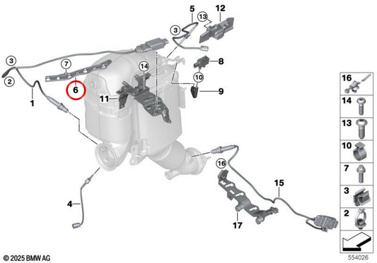 Guide de câblage pour le capteur de gaz OEM 13628490528 pour BMW G60, G61, G70, G05, G06. BMW d'origine.
