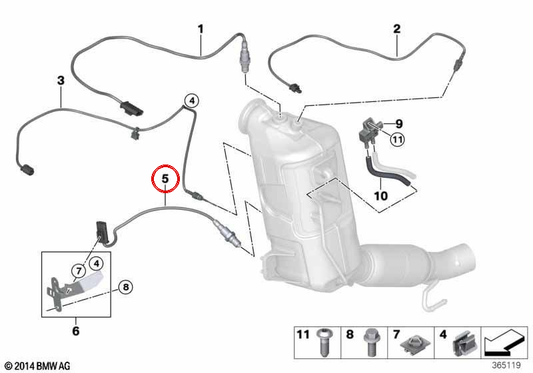 Sonda lambda OEM 13628572800 para BMW F45, F46, X1 F48, X2 F39 e MINI F55, F56, F54, F57, F60… e muito mais. BMW e MINI originais.
