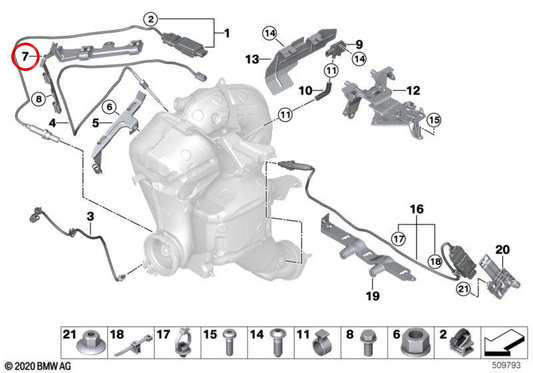 Prise en charge du câble pour NOX / TEMPEttement OEM 13628596824 pour BMW G20, G21, G22, G23, G26, G30, G31, G32, G11, G12, G14, G15, G16, G01, G02, G05, G06, G07. BMW d'origine.