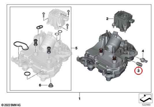 OEM temperature sensor 13629487648 for BMW G26, G60, G61, G68, G70, U11, U12, U10, G08, I20, U25. Original BMW.