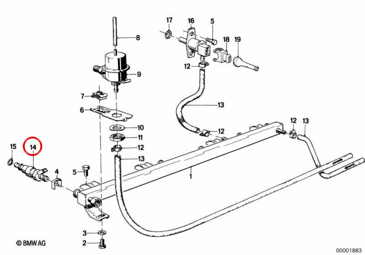 **Injetor de combustível OEM 13641276149 para BMW E28, E24, E23. BMW original.**