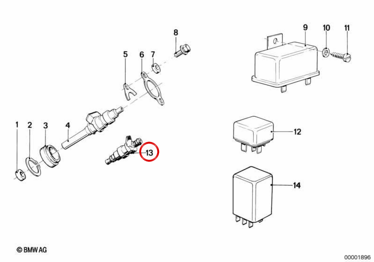 ** OEM fuel injector 13641286026 for BMW E23, E24. Original BMW. **