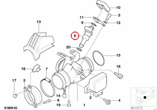 OEM-Einspritzventil 13641341352 für BMW Motorräder R850GS, R1100GS, R850R, R1100R, R850RT, R1100RT, R1100S und R1100RS. Original BMW Motorrad