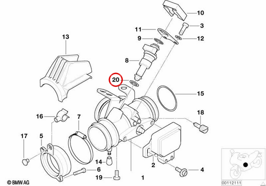 Anello OEM ObTuratore 13642351881 per motociclette BMW R1100GS, R1100R, R1100RS, R1100RT, R850GS, R850R, R850RT. BMW MOTORAD originale.