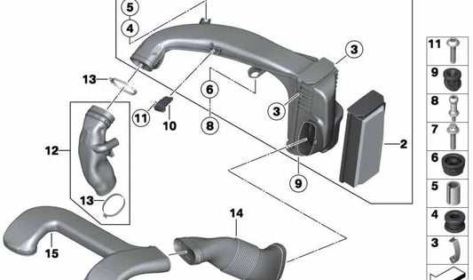 Intake Duct OEM 13718518060 for BMW E70, E71, X5, X6. Original BMW.
