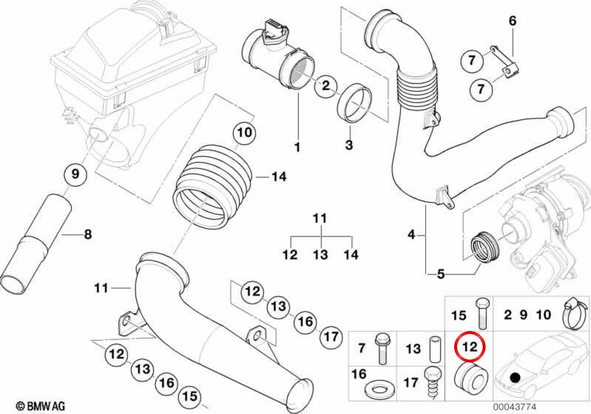 Silentbloc de goma OEM 13711427713 para BMW. Original BMW.