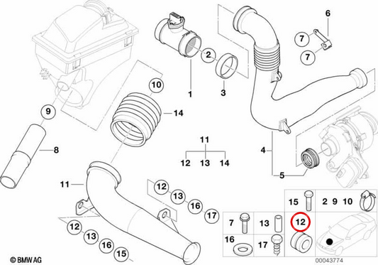 Silentbloc de goma OEM 13711427713 para BMW. Original BMW.
