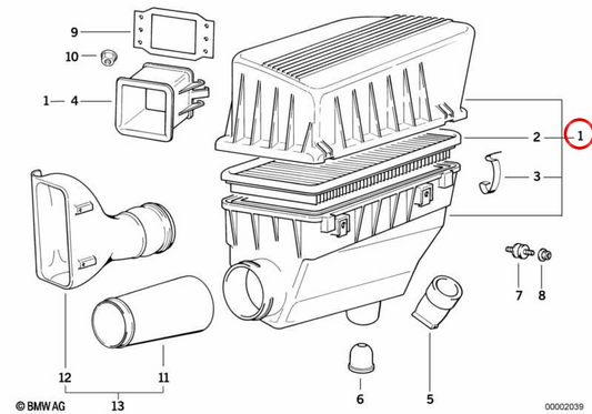 Silenciador de admisión OEM 13711734398 para BMW E36. Original BMW.