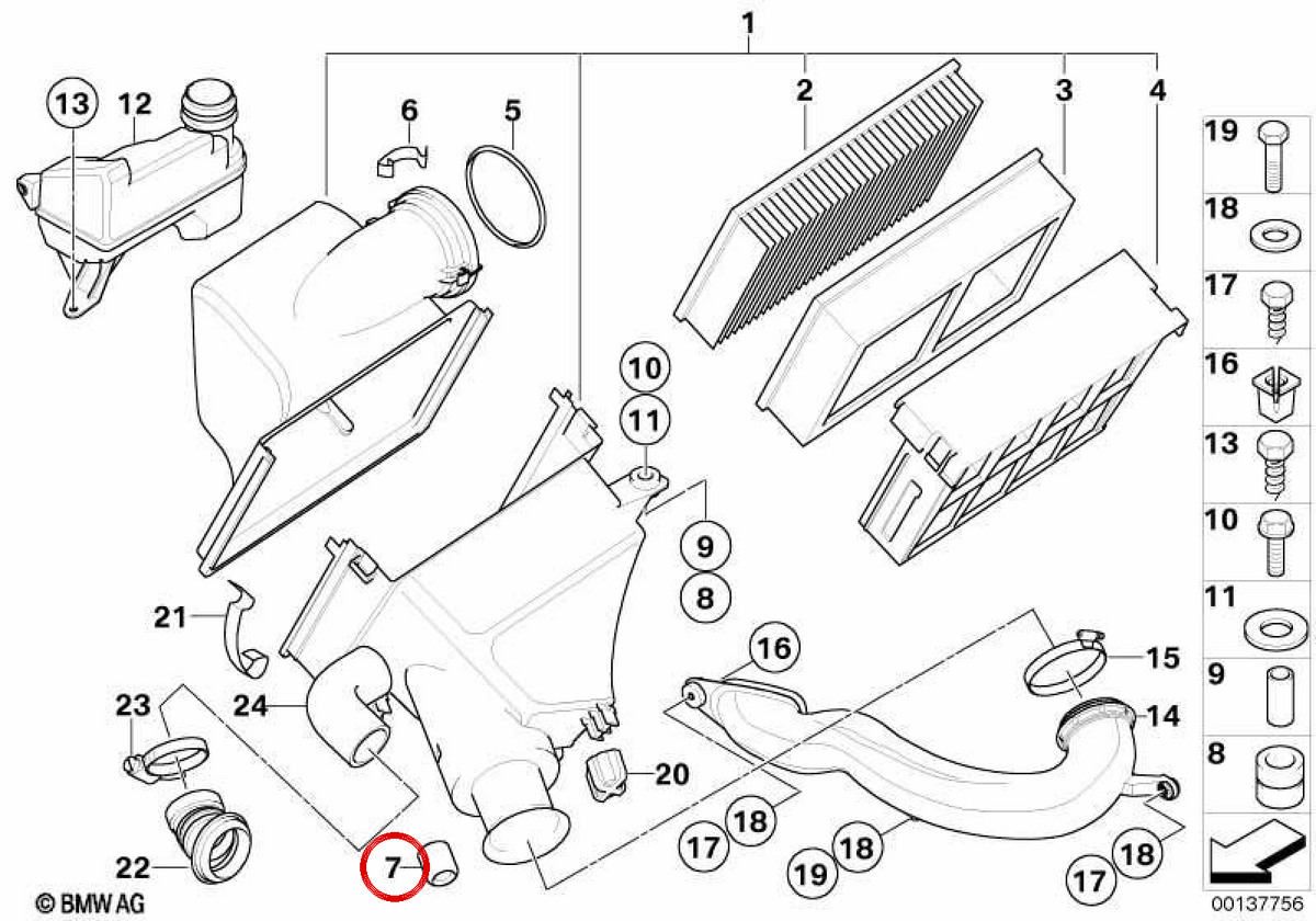 Supporto in gomma OEM 13711744978 per BMW E39. BMW originale.