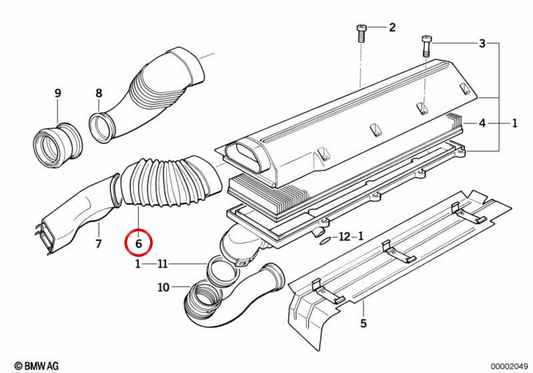 Manica di ammissione OEM 13712244221 per BMW E36, Z3. BMW originale.