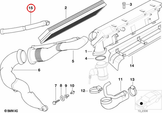 Tube d'admission à l'air OEM 13712247372 pour BMW E38. BMW d'origine.