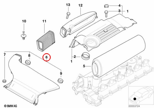 Zulassungskanal für BMW E46 (OEM 13712249880). Original BMW