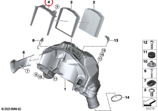 Cubierta del filtro de admisión OEM 13715B34298 para motos BMW R 1300 R, R 1300 RS. Original BMW Motorrad.