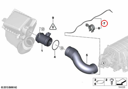 Tube de ventilation OEM 13717525720 pour BMW E60, E61, E63, E64. BMW d'origine.