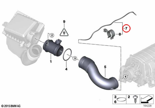 Tube de ventilation OEM 13717525720 pour BMW E60, E61, E63, E64. BMW d'origine.