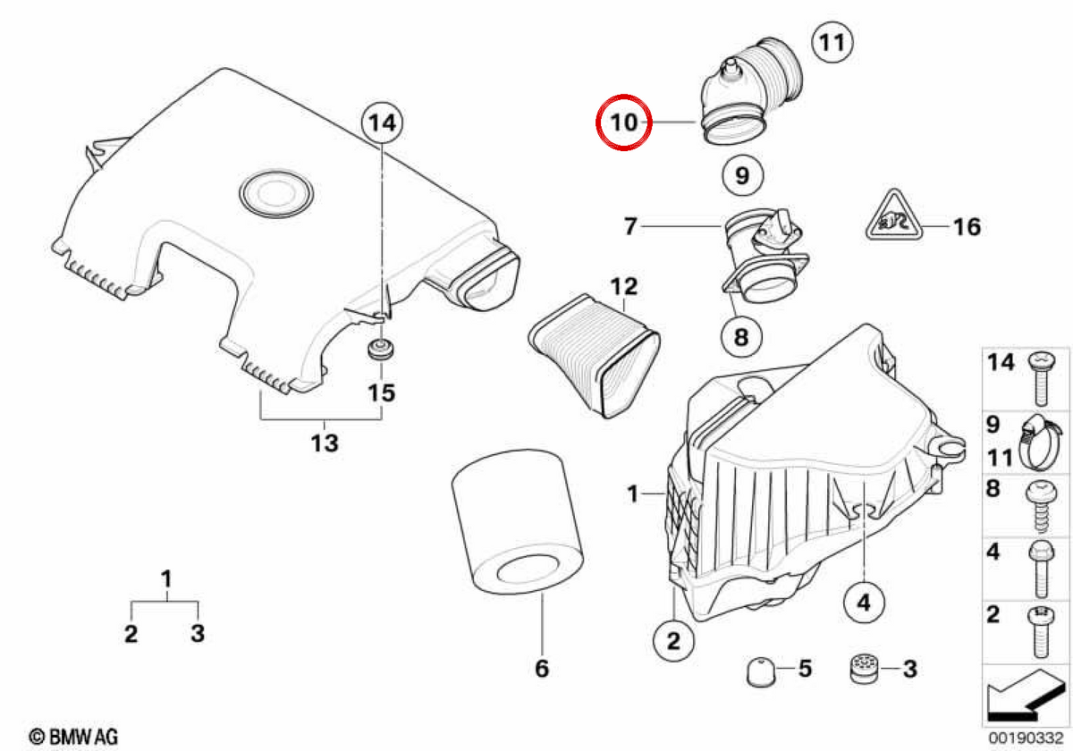 OEM -Lufteintrittshülle 13717532755 für BMW E81, E82, E87, E87N, E88, E90, E90N, E91, E91N, E92, E92N, E93, E93N, E84. Original BMW.