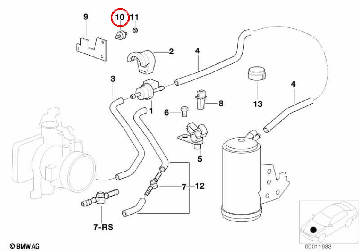 Cap di gomma OEM 13717547064 per BMW E36, E65, E66, Z3. BMW originale.