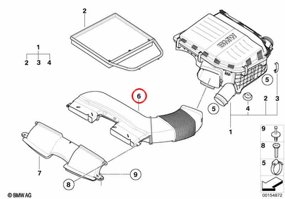 Conducto de admisión OEM 13717556546 para BMW {E90, E91, E92, E93}. Original BMW.