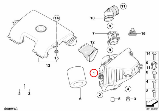 OEM Admission Silencer 13717567422 pour BMW E81, E82, E87, E88, E90, E91, E92, E93, E84. BMW d'origine.