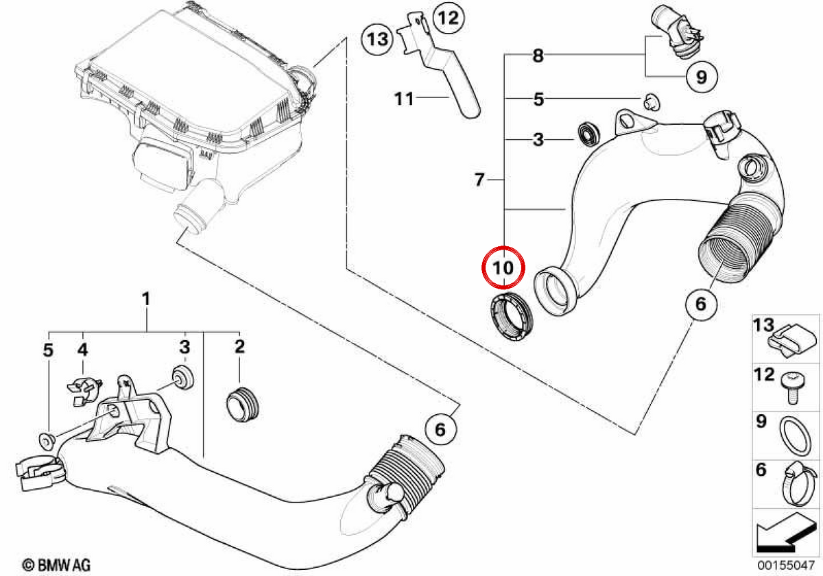 Lavante de pénalité OEM 13717568029 pour BMW E82, E88, E90, E91, E92, E93, E60, E61, E89. BMW d'origine.