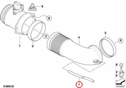 Tubo de admisión OEM 13717577758 para BMW E60, E61, E63, E64, E65, E66, E89. Original BMW.