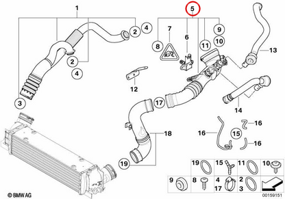 Conducto de admisión de aire OEM 13717590306 para BMW E90, E91, E92, E93. Original BMW.