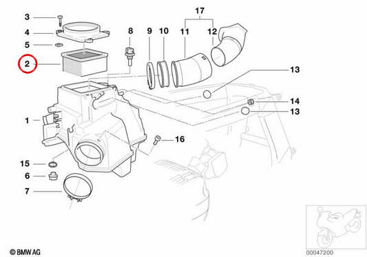 OEM Luftfilterelement 13717650976 für BMW Motorrad R1100S, R1100RS. Original BMW Motorrad.