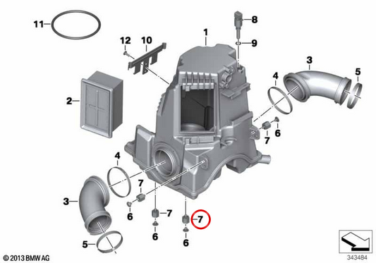 Tampone gomma-metallo OEM 13717672542 per moto BMW R1200GS, R1200GS Adventure, R1200RT, R1200R, R1200ST, R1200S, HP2 Sport, R nineT, R nineT Pure, Scrambler, Racer e Urban G/S. Originale BMW Motorrad