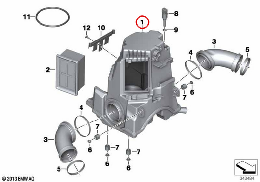 Silencieux d’admission OEM 13717720045 pour motos BMW R 1200 RT K26 et R 1200 R K27. Original BMW Motorrad