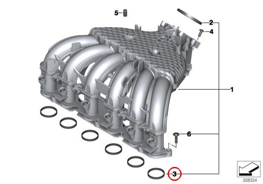 Guarnizione attrezzatura di aspirazione OEM 13717723641 per moto BMW K1600 GT, K1600 GTL, K1600 Bagger. BMW Motorrad originale.