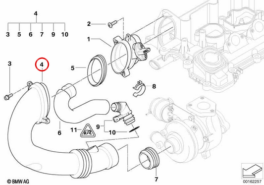 Tubo de admissão de ar OEM 13717786127 para BMW E46, E39, E60, E61, E38, E65, E83, E53. BMW genuíno.