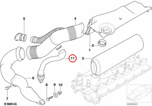Mangueira de ar OEM 13717786742 para BMW E39. BMW genuíno.