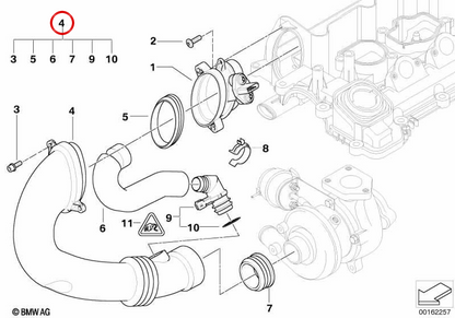 Tubo dell'aria OEM 13717790552 per BMW Serie 3 E46, Serie 5 E60, X3 E83... e altro ancora. BMW originale.