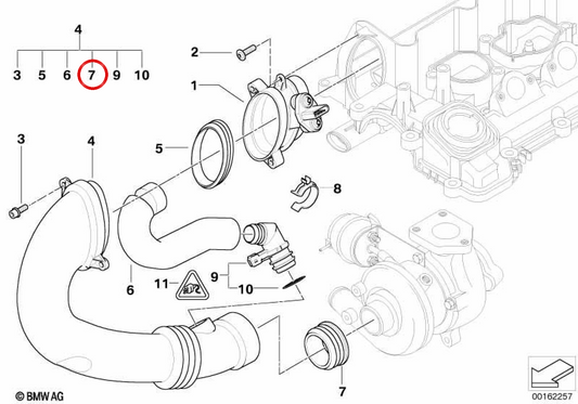 Sigillatura aro per BMW 3 E46, E90, E91, E92, E93 Serie E39, E60, E61 Serie 7 E38, E65, E66 X3 E83 X5 E53, E70 X6 E71 (OEM 13717792090). BMW originale.