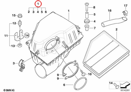 Silenziatore di ammissione OEM 13717792416 per BMW E60, E61, E63, E64. BMW originale.