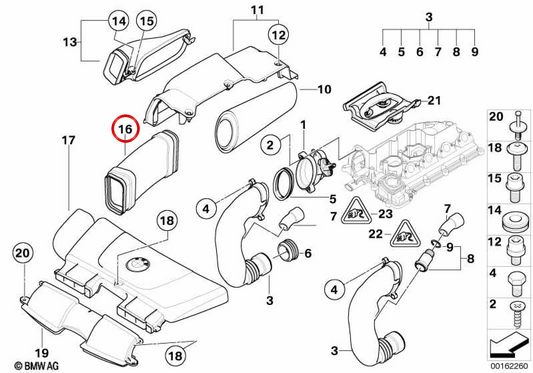 Intake bellows OEM 13717795284 for BMW 318d E90, 320d E90, 318d E91... and more. Genuine BMW.