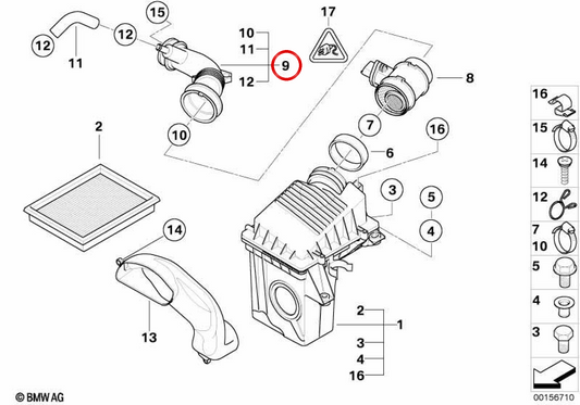 OEM 13717798108 Clean Air Pipe for MINI One D R50 (06/2002 - 07/2006). Original MINI.