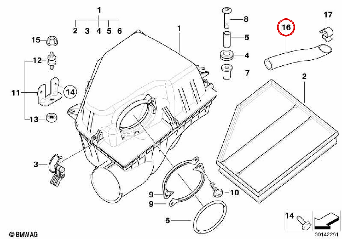 Tubo de admisión OEM 13717806241 para BMW E60, E61, E63, E64. Original BMW.