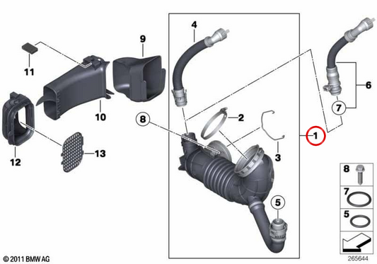 Tuyau de nettoyage d'air OEM 13717810745 pour BMW F20, F21, F22, F30, F31, F34, F32, F33, F36... et plus encore. Véritable BMW.