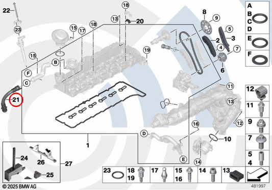 Tubo de admissão de ar OEM 13718506702 para BMW F07, F10, F11, F01, F02. BMW genuíno.