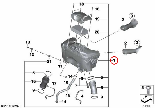 Ansaugschalldämpfer OEM 13718567190 für BMW R1250GS, R1250GS Adventure, R1250RT Motorräder. Original BMW Motorrad.