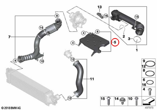 Resonador de admisión OEM 13718570016 para BMW F45, F46, F48, F39 y MINI F54, F57, F60. Original BMW y MINI.